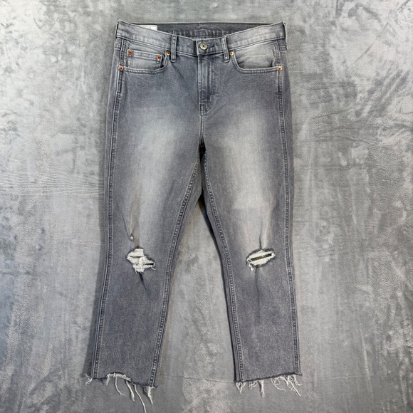 GAP Denim - Gap Vintage Slim Mid Rise Cropped Jeans Women's Size 28 / 6P Gray‎ Distressed
